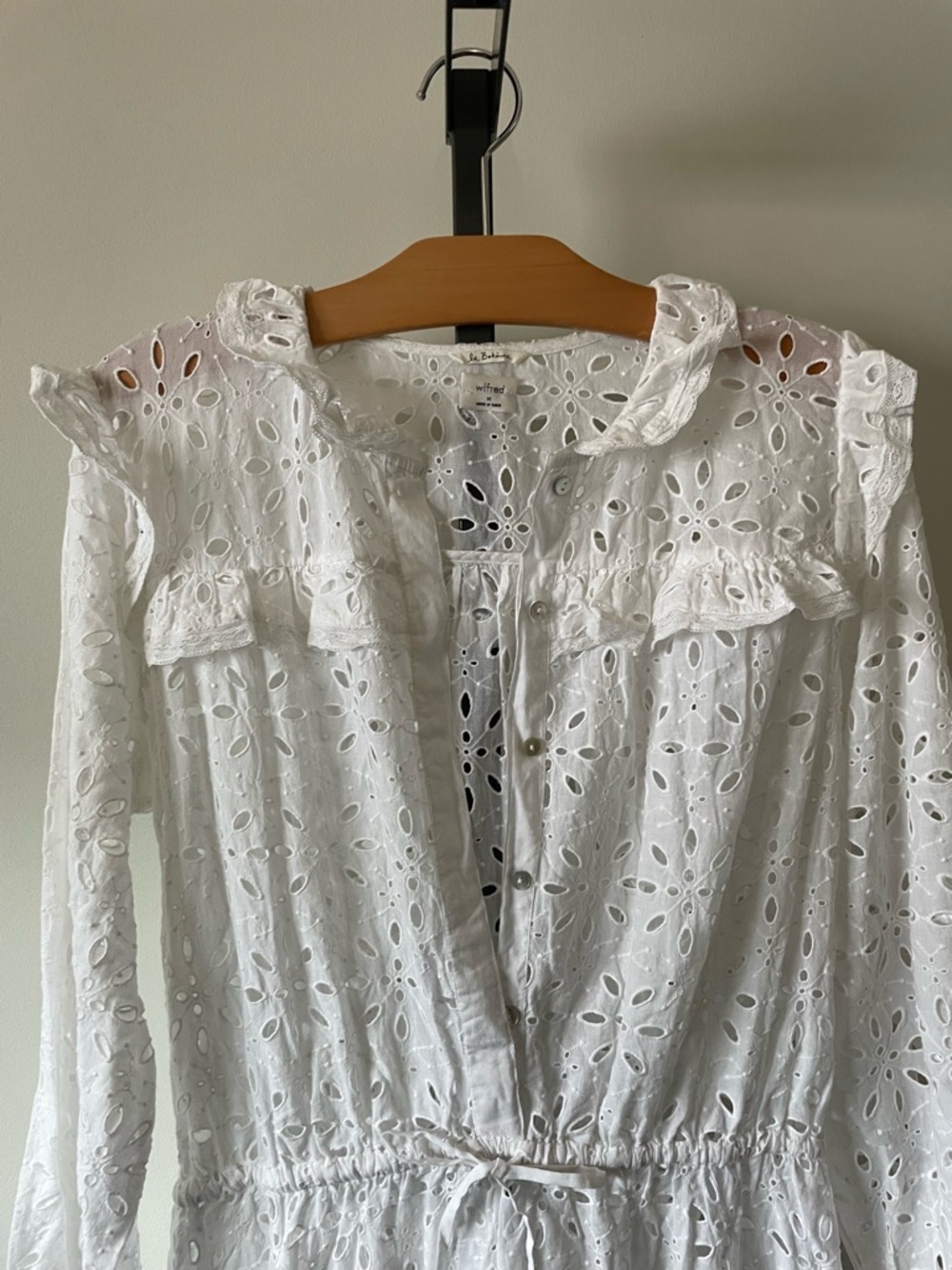 NEW Wilfred La Boheme Gaia Eyelet Dress Ruffled Boho Cottagecore Prairie Cotton - Picture 4 of 11